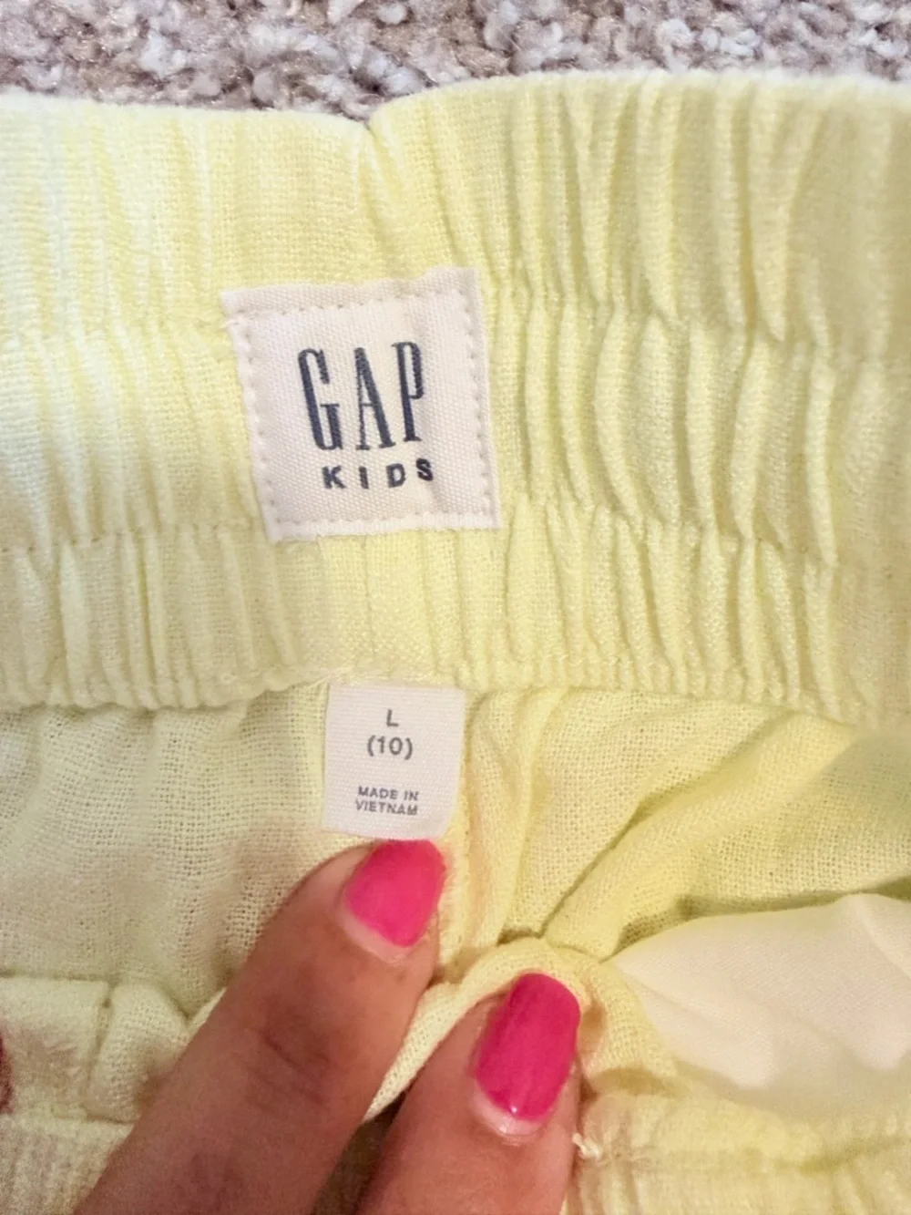 Gap Kids Linen Blend Shorts Size 10 Large Yellow Elastic Waist Lightweight NWT